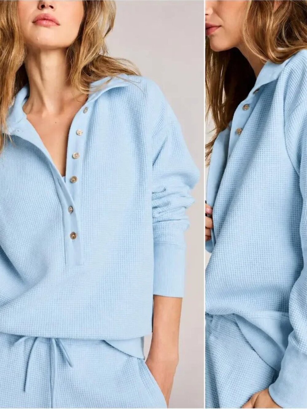 Waffle Knit Pullover in Glacier
